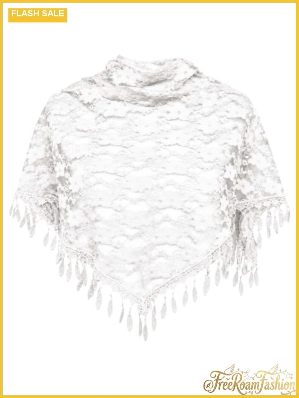 Lace Triangle Veil Shawl Scarf with Tassel Fringe Polyester Wrap